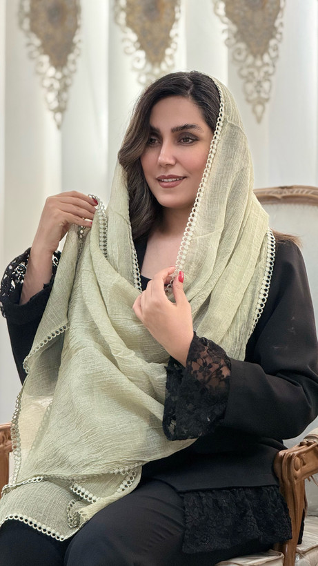 شال نخی شاین دار لب گیپور مزونی